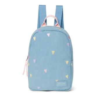 Studio Noos denim mini backpack // hearts light blue