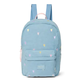 Studio Noos denim midi backpack // hearts light blue