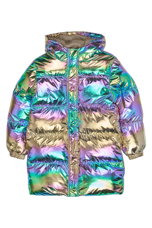The New unicca long puffer jacket // metallic multicolor