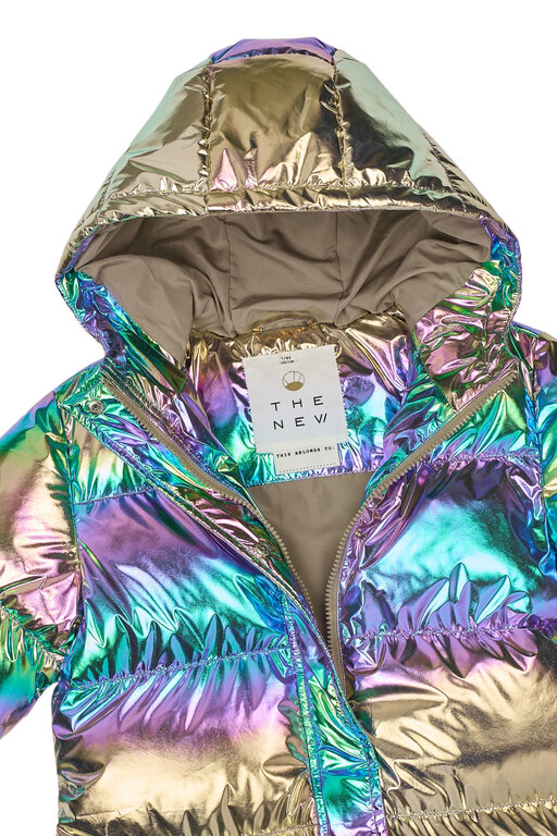The New unicca long puffer jacket // metallic multicolor