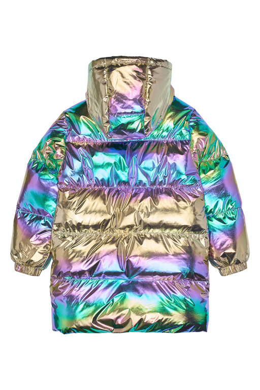 The New unicca long puffer jacket // metallic multicolor