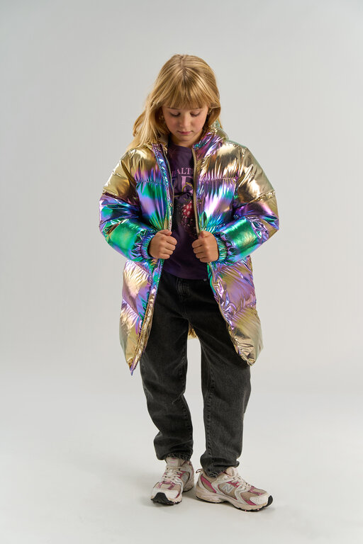 The New unicca long puffer jacket // metallic multicolor