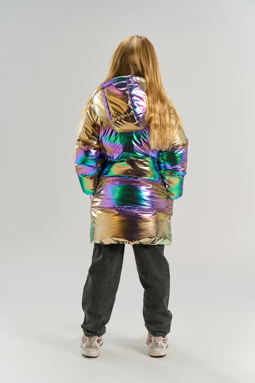 The New unicca long puffer jacket // metallic multicolor