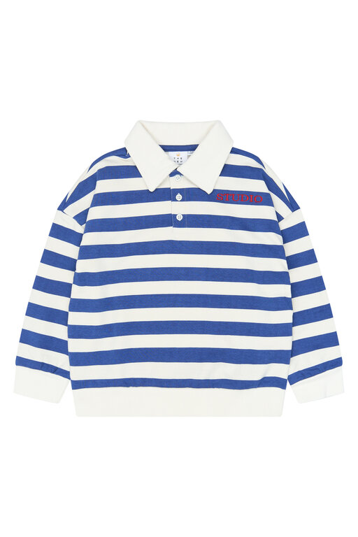 The New vidar polo sweatshirt // mazarine blue striped