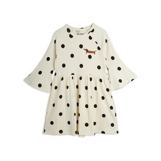 Mini Rodini dots aop dog trumpet sleeve dress // ogg white