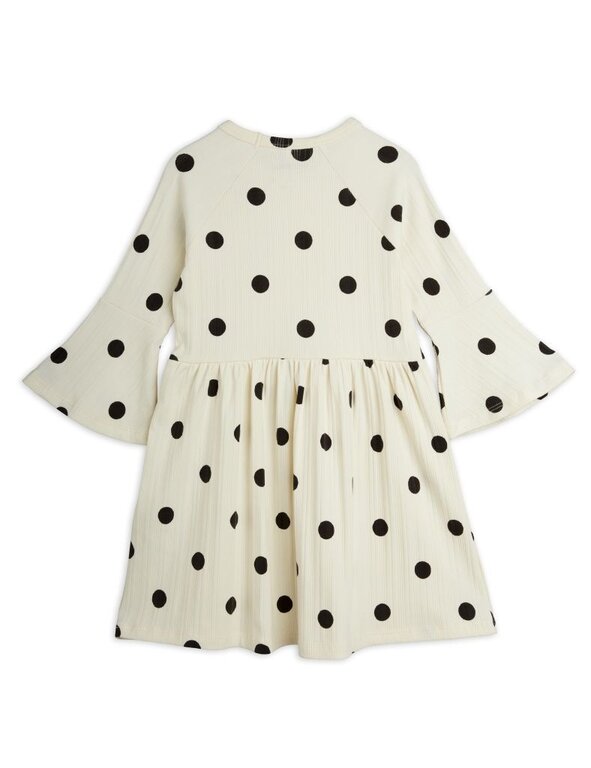 Mini Rodini dots aop dog trumpet sleeve dress // ogg white