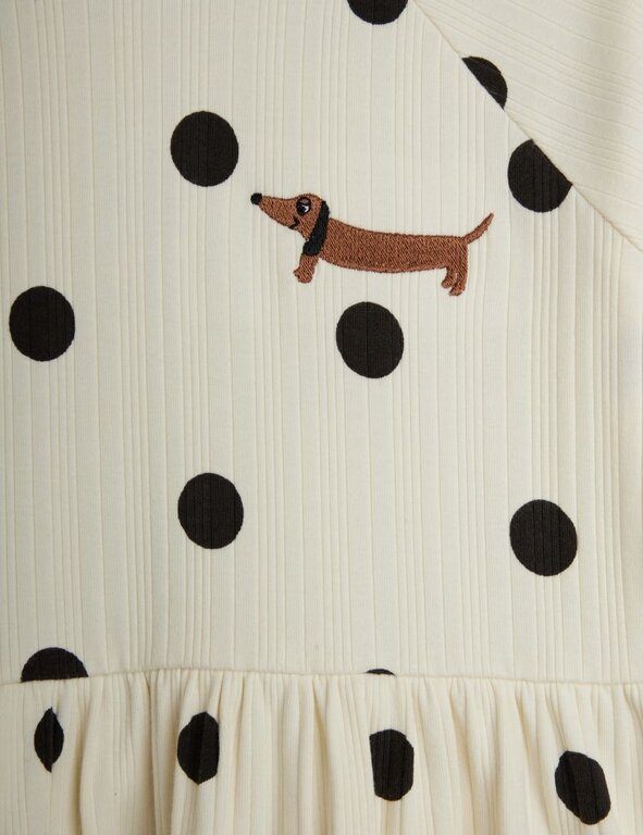 Mini Rodini dots aop dog trumpet sleeve dress // ogg white