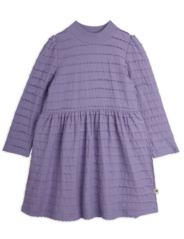 Mini Rodini textured frill ls dress // purple