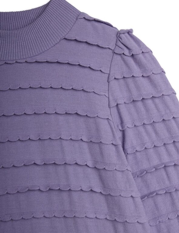 Mini Rodini textured frill ls dress // purple