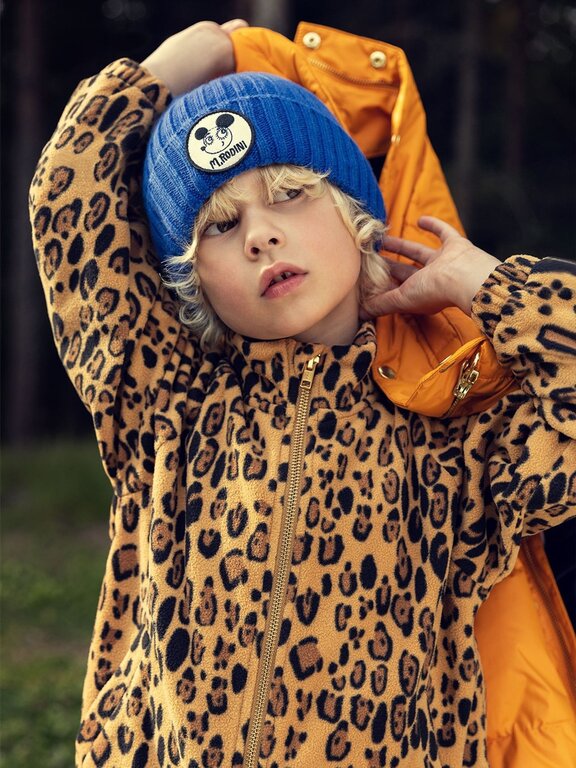 Mini Rodini leopard fleece jacket //  beige