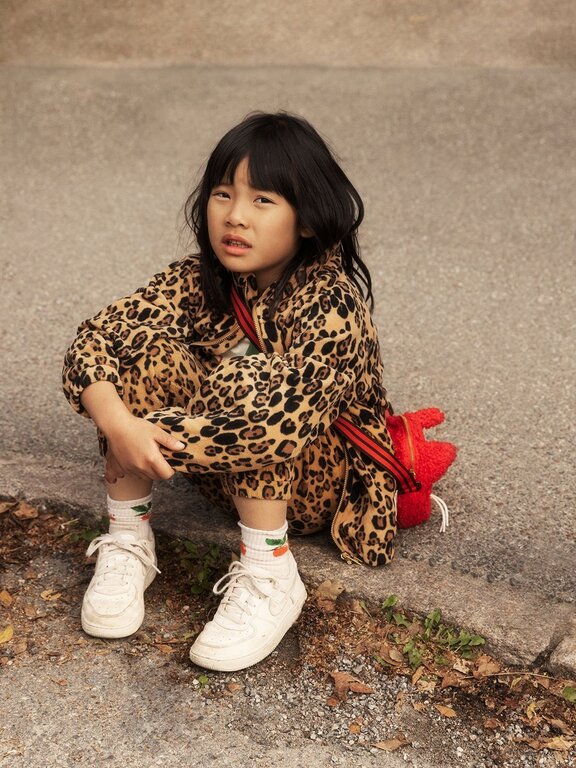 Mini Rodini leopard fleece jacket //  beige