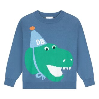 Daily Brat daffy dino knitted sweater // blue
