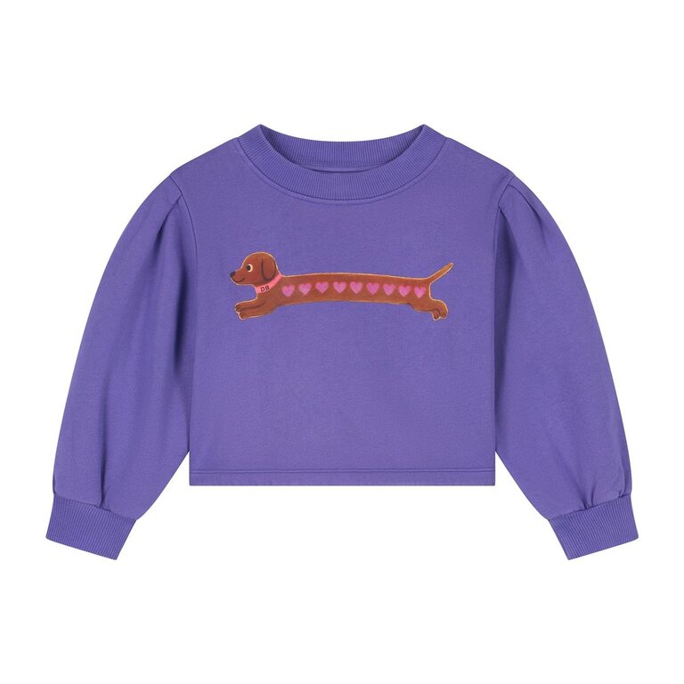 Daily Brat heart dog cropped sweater // purple