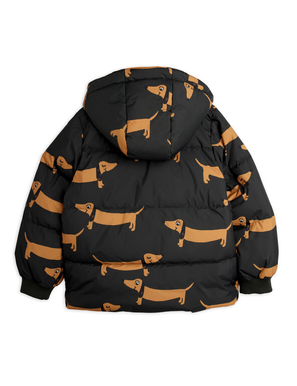 Mini Rodini dog aop hooded puffer // black