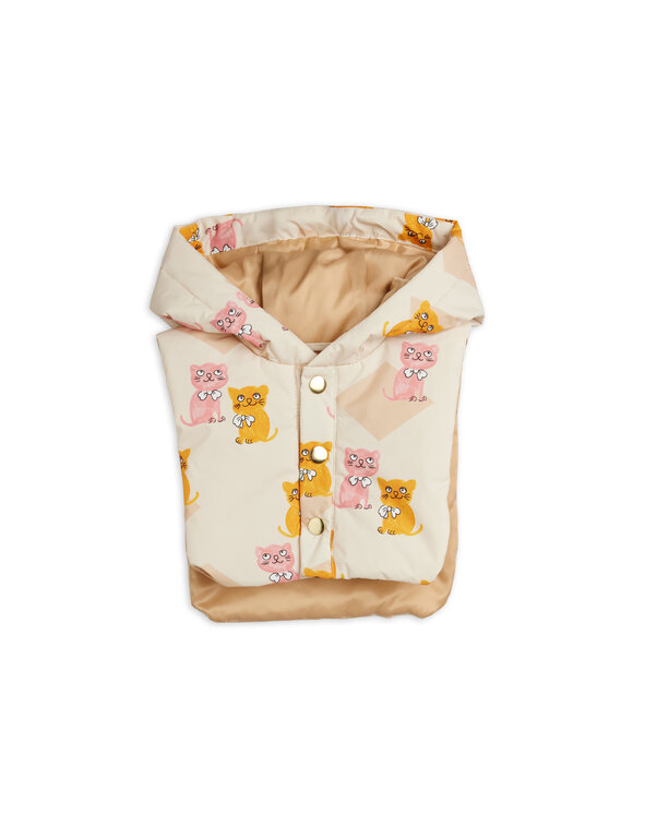 Mini Rodini kitten aop faux fur collar puffer // multi