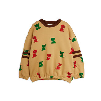 Mini Rodini kittens aop stripes sweatshirt // beige