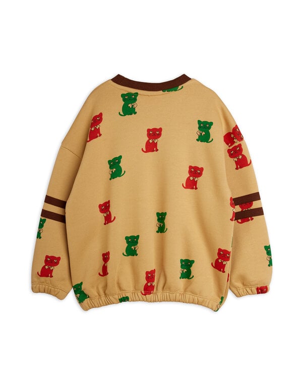Mini Rodini kittens aop stripes sweatshirt // beige