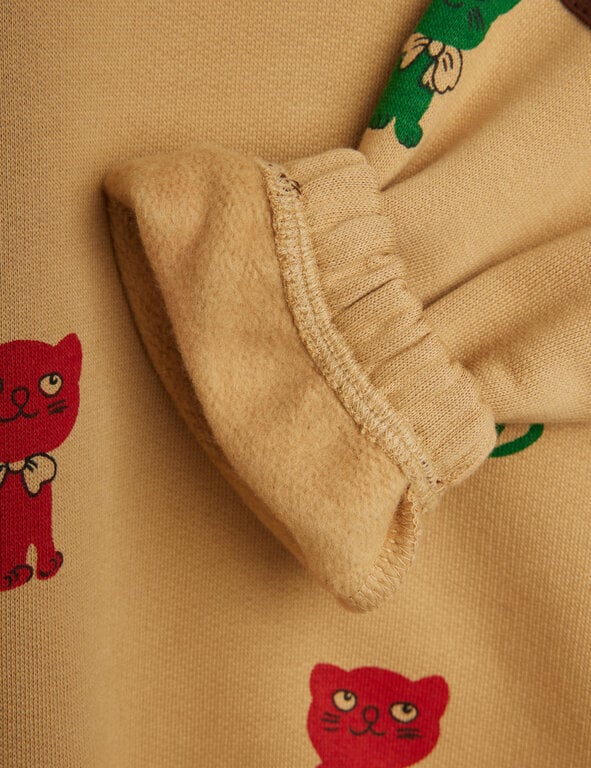 Mini Rodini kittens aop stripes sweatshirt // beige
