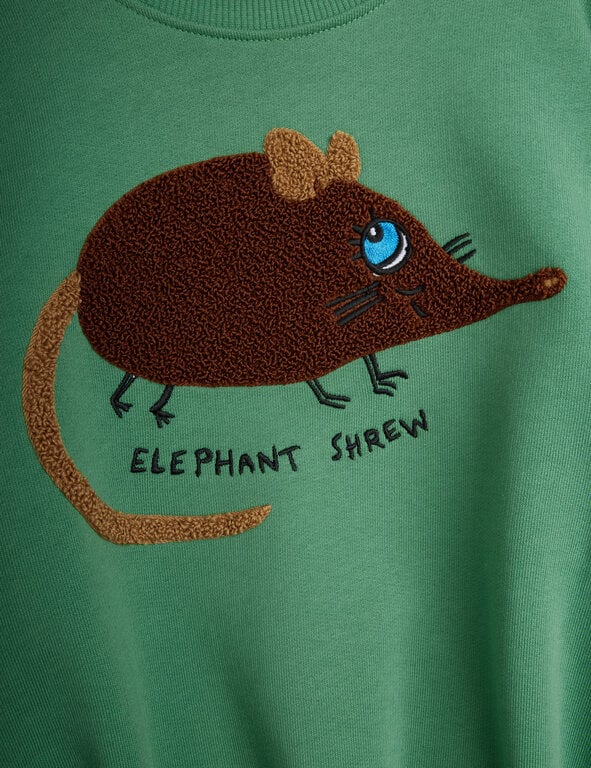 Mini Rodini elephant shrew chenille sweatshirt // green