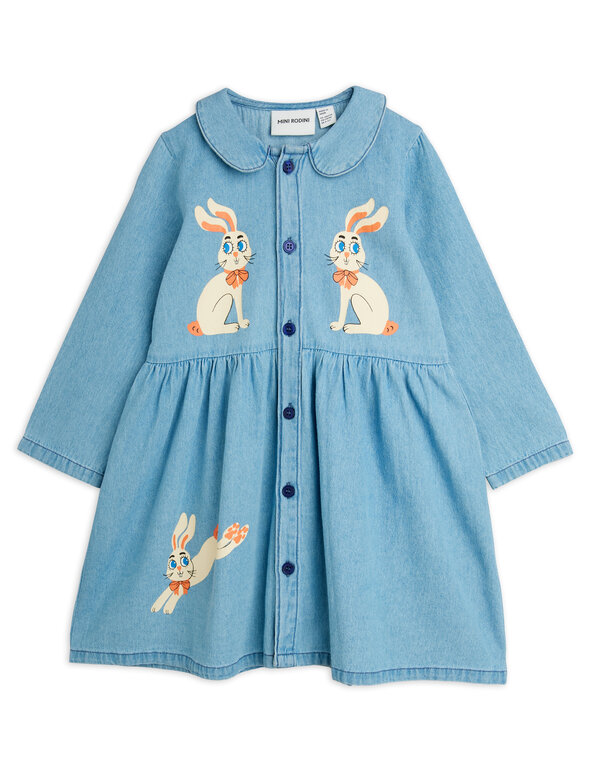 Mini Rodini lw denim rabbit sp woven dress // blue