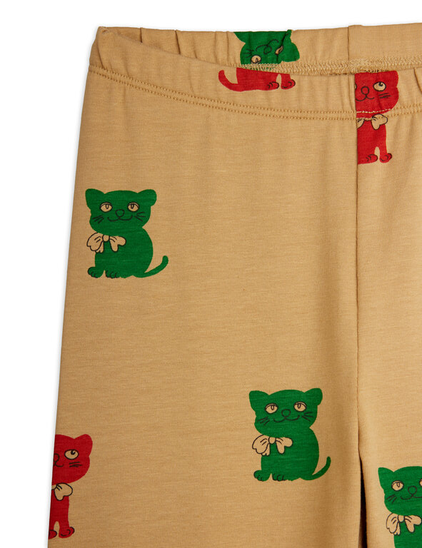 Mini Rodini kittens aop leggings // beige