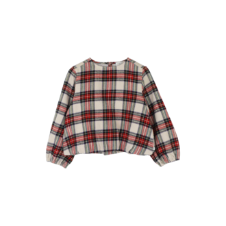 Jenest sofie blouse // ivory / off black / red check