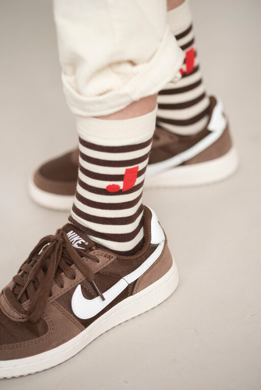 Jenest j stripe socks // off white brown