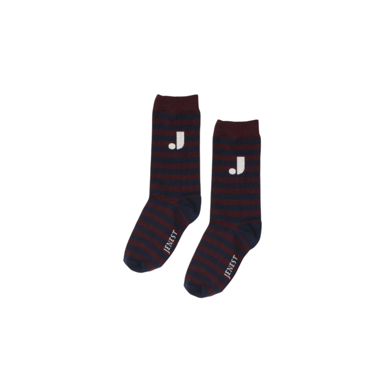 Jenest j stripe socks // navy blue cherry bordeaux