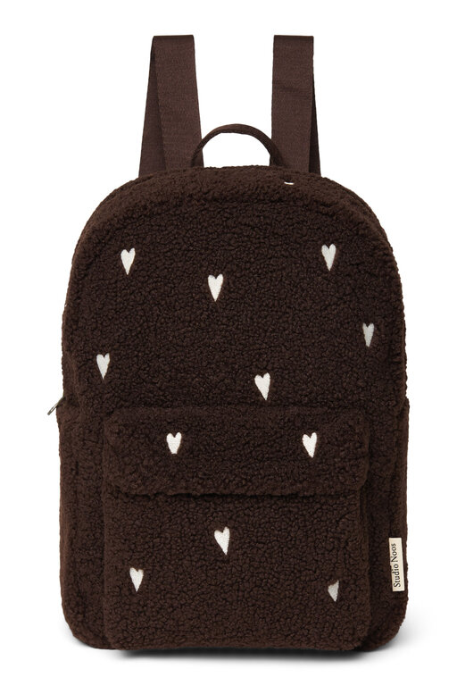 Studio Noos teddy midi backpack // chocolate hearts
