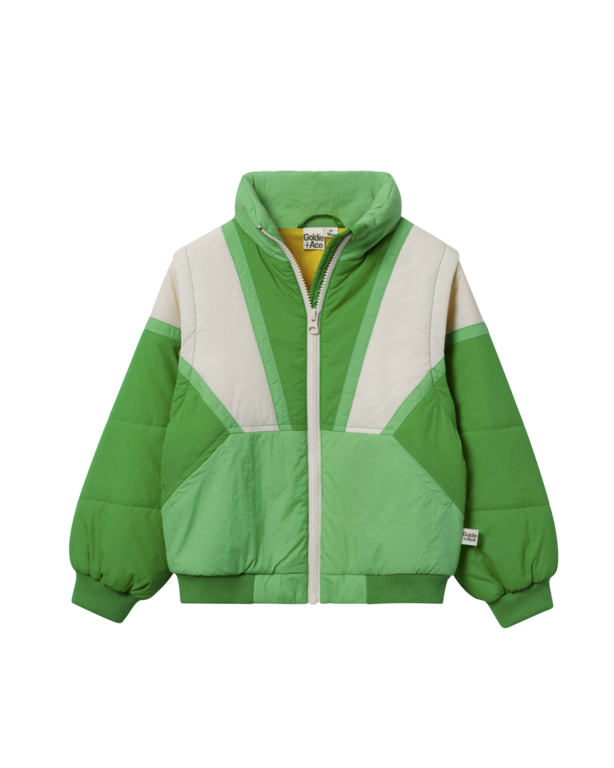 Goldie & Ace zip-off-sleeve retro jacket // green