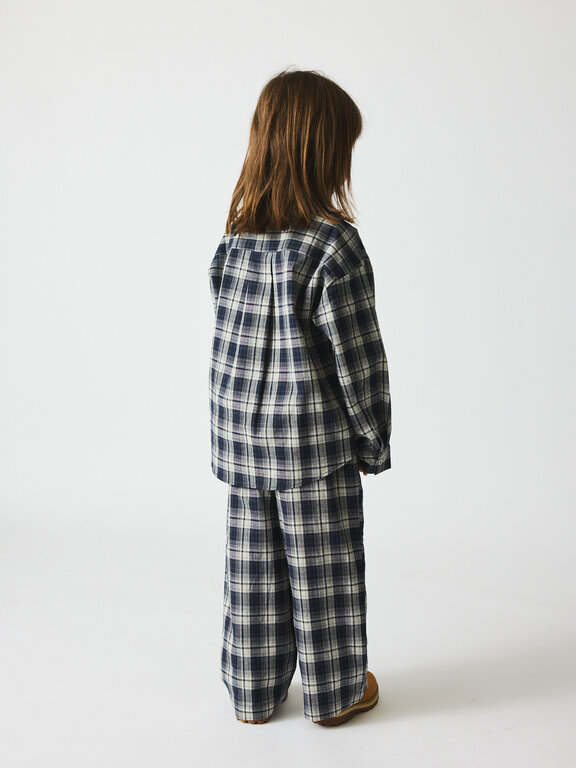 Brunobruno francis navy check pants // mood indigo blue check