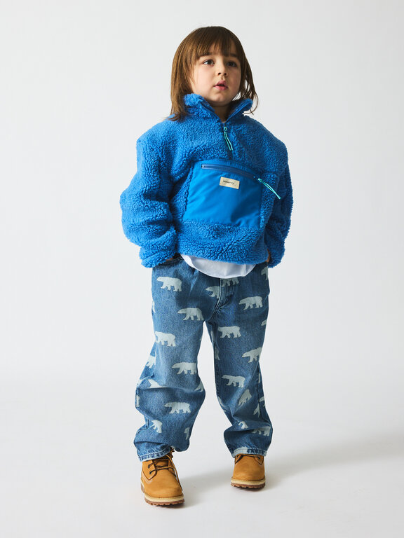 Brunobruno dorethy aop jeans // mid blue polar bear