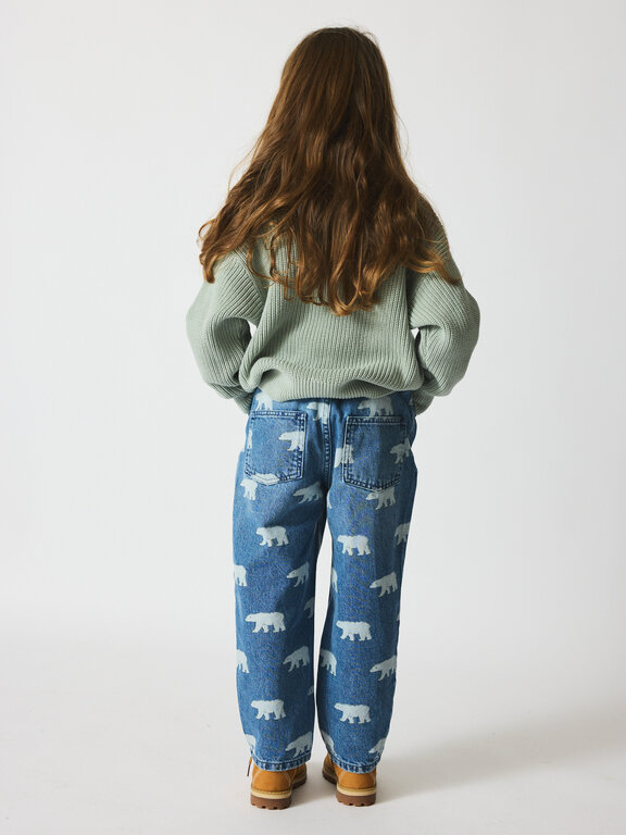 Brunobruno dorethy aop jeans // mid blue polar bear