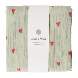 Studio Noos large swaddle //green hearts