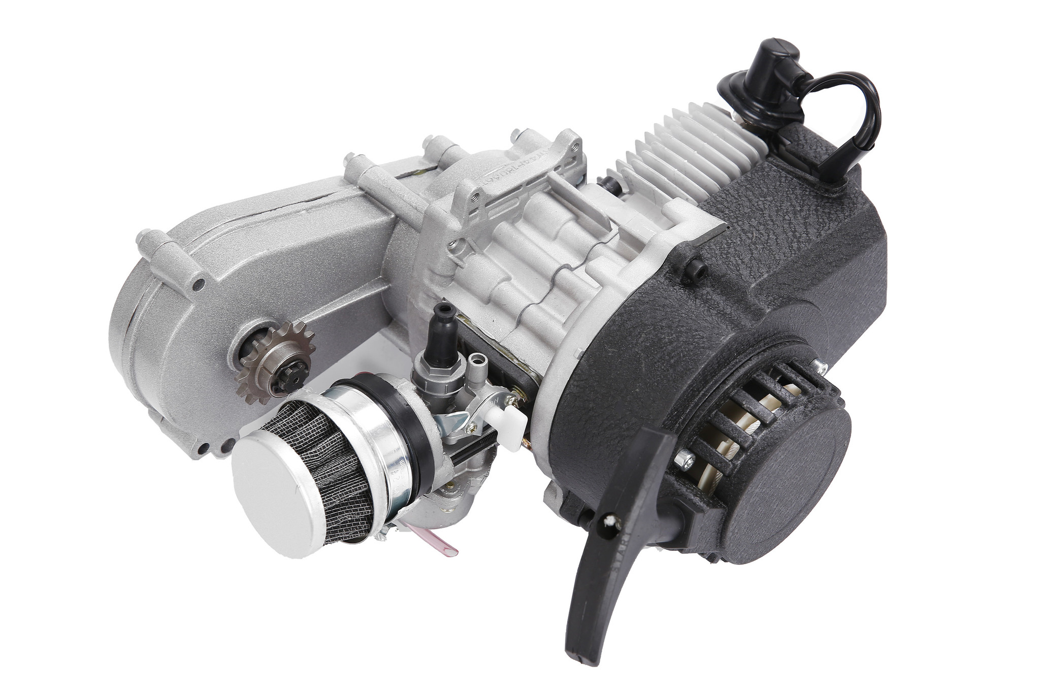 Originele Nitro Motors 49cc Dirtbike Motorblok (14ZS) compleet met koppeling, trekstarter, carburateur en luchtfilter.