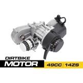 Originele Nitro Motors 49cc motorblok voor miniquads en dirtbikes compleet met koppeling, trekstarter, carburateur en luchtfilter.