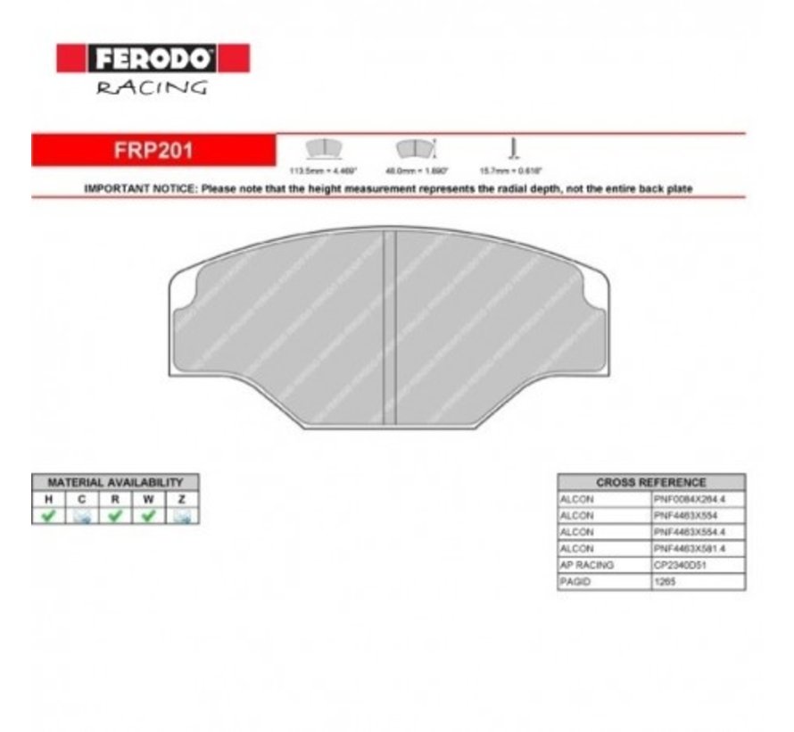 Ferodo Racing FRP201R Remblokken DS3000 Compound