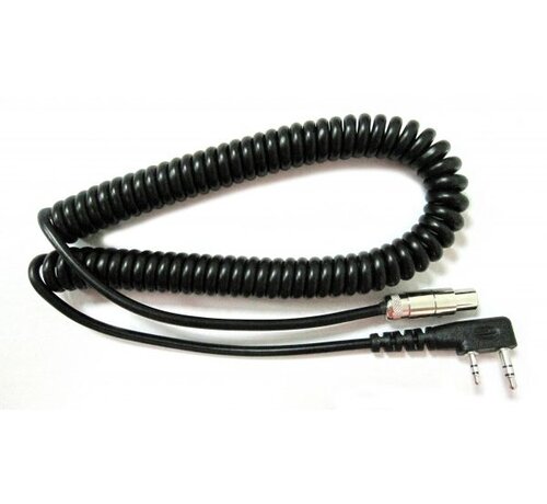 Coiled Headset cable for conecting headset to Kenwood 2 pin radio.