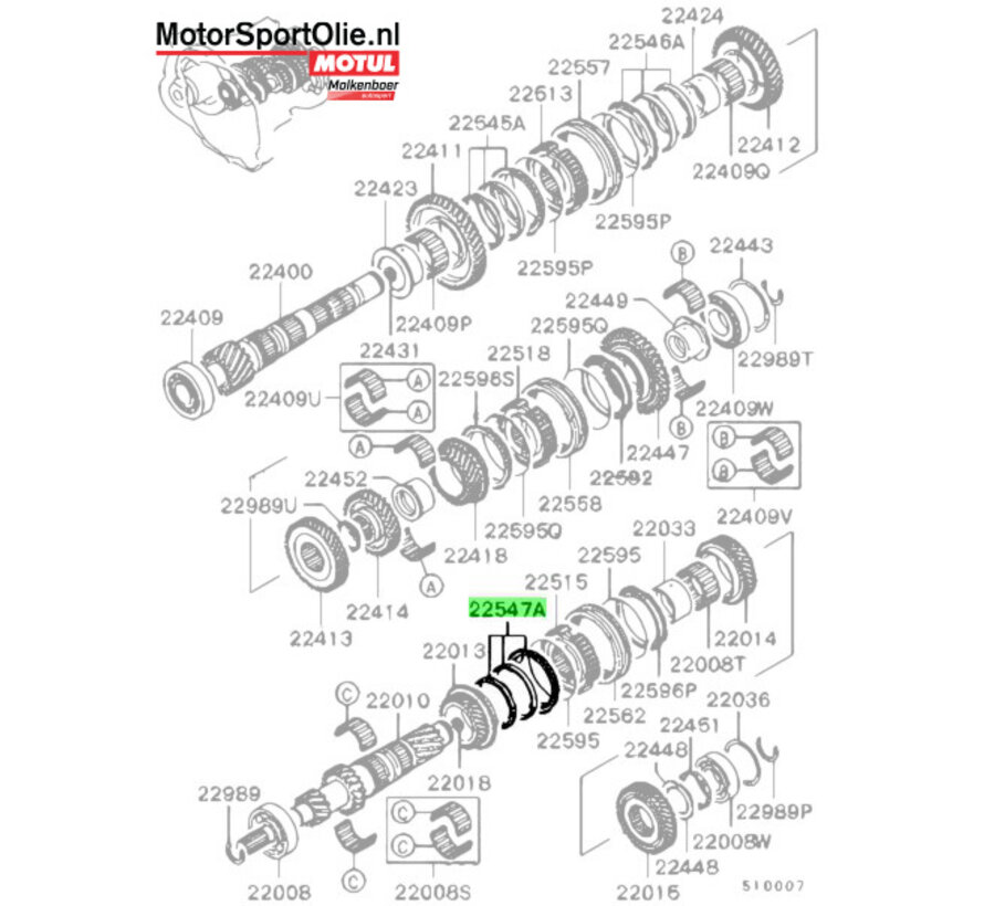 Mitsubishi MD770333 Synchromeshring 3e versnelling