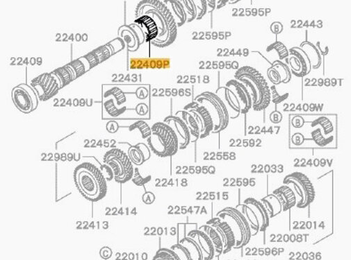 Mitsubishi Motors Corporation Mitsubishi MD748181 Lager M / T Uitgaande As