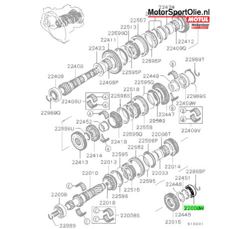Mitsubishi Motors Corporation Mitsubishi MD747744 Lager M/T Ingaande As