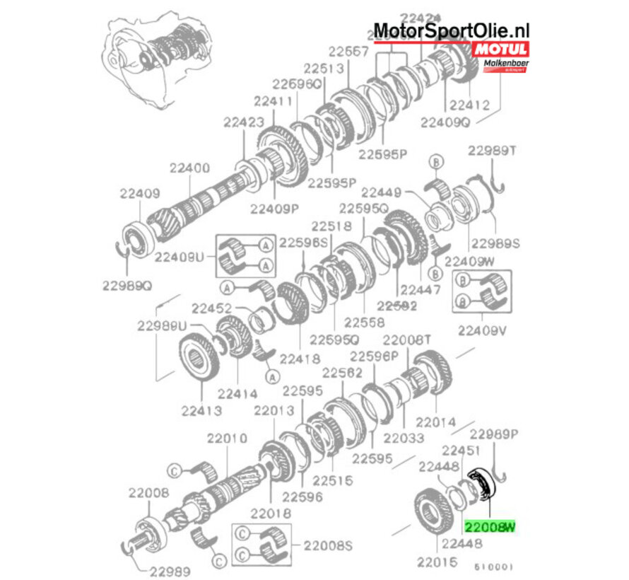 Mitsubishi MD747744 Lager M/T Ingaande As