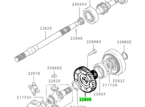 Mitsubishi Motors Corporation Mitsubishi MD727551 Uitgaande Tandwiel Centrale Differentieel