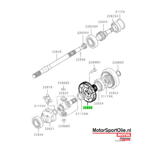 Mitsubishi Motors Corporation Mitsubishi MD727551 Uitgaande Tandwiel Centrale Differentieel