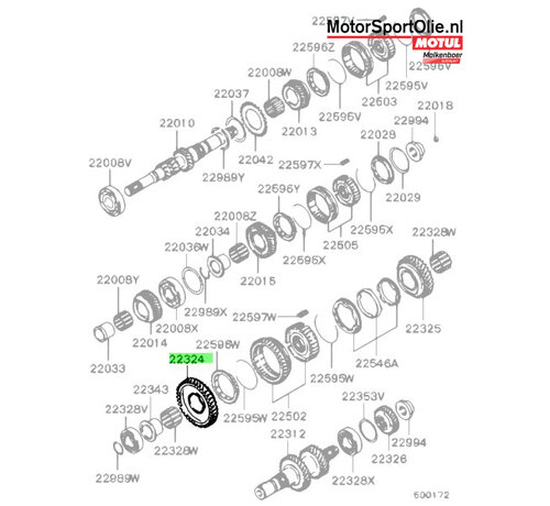 Mitsubishi Motors Corporation Mitsubishi MD743979 Tandwiel M/T Tussenas 1e Versnelling