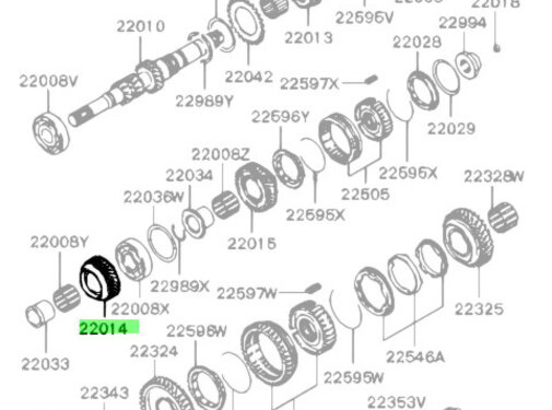 Mitsubishi Motors Corporation Mitsubishi MD743954 Tandwiel M/T Ingaande As 4e Versnelling