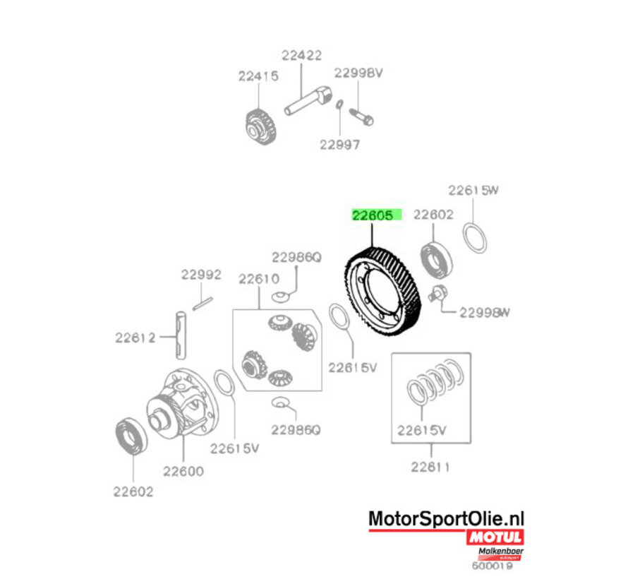 Mitsubishi MD743362 Tandwiel M/T Differentieel Aandrijving