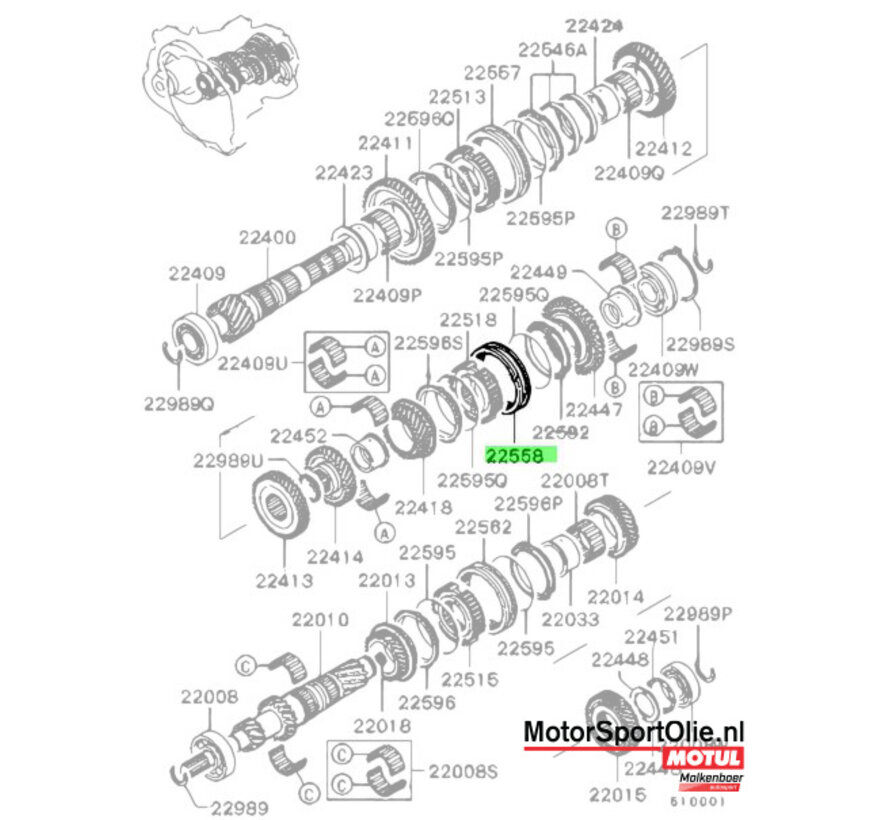 Mitsubishi MD746485 Ring, M/T 5e Versnelling Toeren Synchro