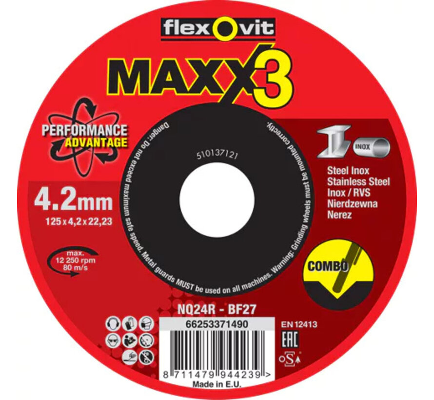 Flexovit MAXX3 INOX NQ24R 150x4,2x22,23mm BF27