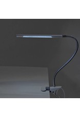 Merkloos LED Tafellamp Wit met een flexibele arm op tafelklem.